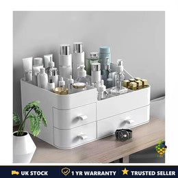 Large 3-Drawer Makeup Organiser White Cosmetic Storage Box Vanity 34.8x22.5cm UK