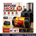 50 Heavy Duty Black Bin Liners Rubbish Bags Waste Garbage Sacks Strong UK