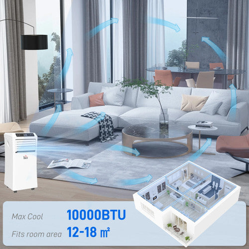 HOMCOM Mobile Air Conditioner 10000 BTU Portable White Powerful Cooler AC UK