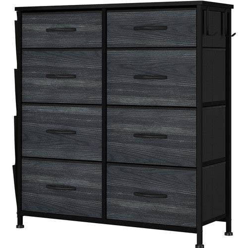Chest of Drawers 8 Fabric Drawers Dresser Metal Frame Wood Top Bedroom UK