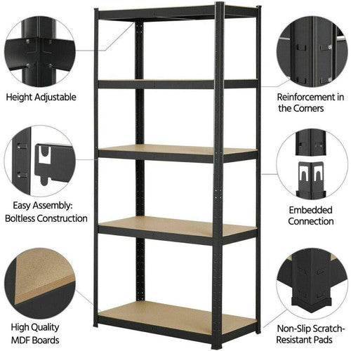 DayPlus 180cm Heavy Duty Garage Shelving 5 Tier Metal 90cm Wide 40cm Deep UK