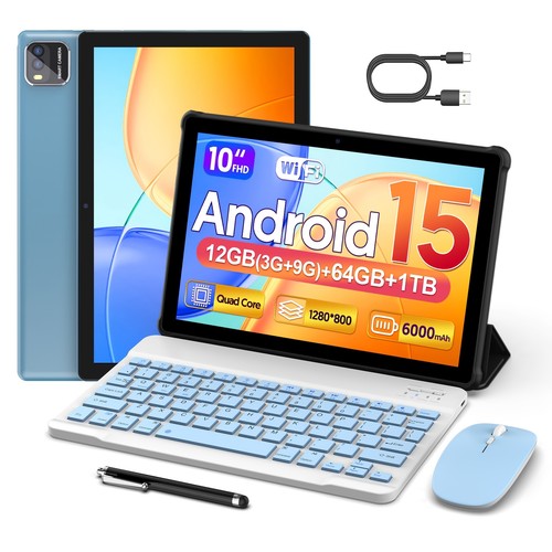10in Tablet Android 12GB 64GB 1TB Expand 6000mAh 2MP+8MP WiFi 2-in-1 Tablet UK