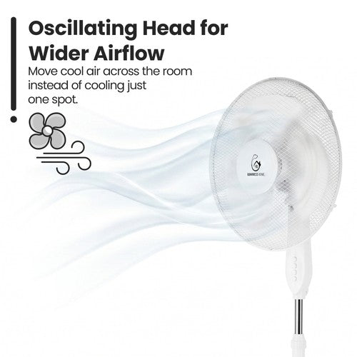 16" Pedestal Fan 3-Speed Oscillating Standing Height Adjustable Home Office UK