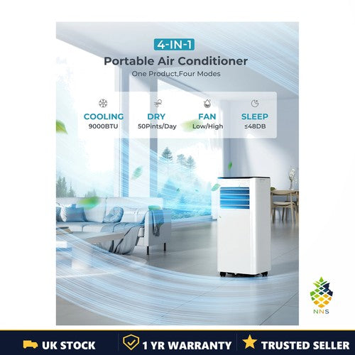 EUHOMY 9000BTU Portable Air Conditioner 4in1 Dehumidifying Cooling Ventilating