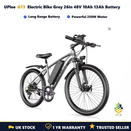 UPlee G73 Electric Bike Grey 26in 48V 10Ah 13Ah Battery 7 Speed E-Bike MTB UK