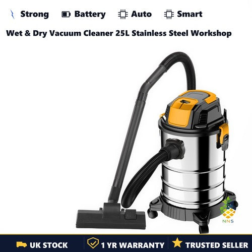 Wet & Dry Vacuum Cleaner 25L Stainless Steel Workshop Garage Blower Vac UK