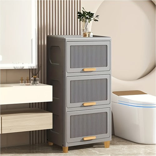 6 Tier Stackable Storage Cabinet Flip-Top Lid Boxes Space Saving Organiser Unit