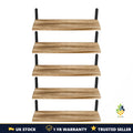 Floating Shelves Set of 5 Wooden Wall Shelves Metal Brackets Rustic 1.5cm UK