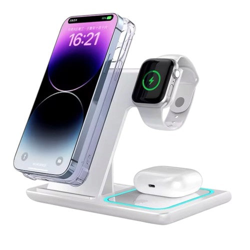 3-in-1 Wireless Charging Station Foldable Qi Charger Phone Watch Earbuds USB-C U