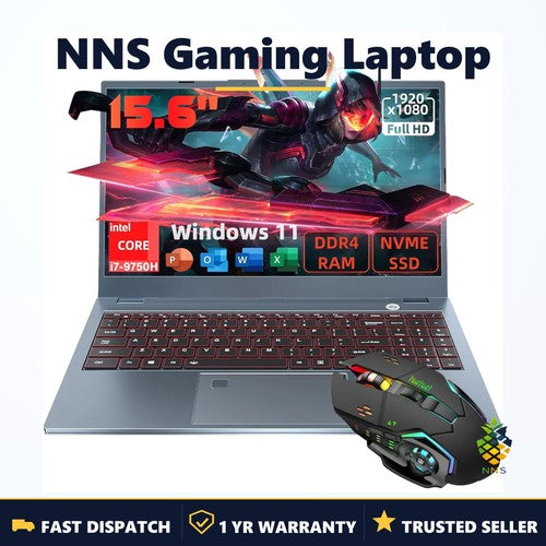 NNS Gaming Laptop 15.6 Intel Core i7/i9 8-32GB RAM 256GB-1TB SSD Backlit UK