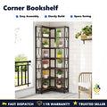 Tribesigns Modern Sleek 7-Tier Industrial Corner Bookshelf Wood Metal Retro UK