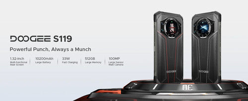 DOOGEE S119 Rugged Phone 6.72inch 32GB 512GB 100MP NFC 10200mAh UK