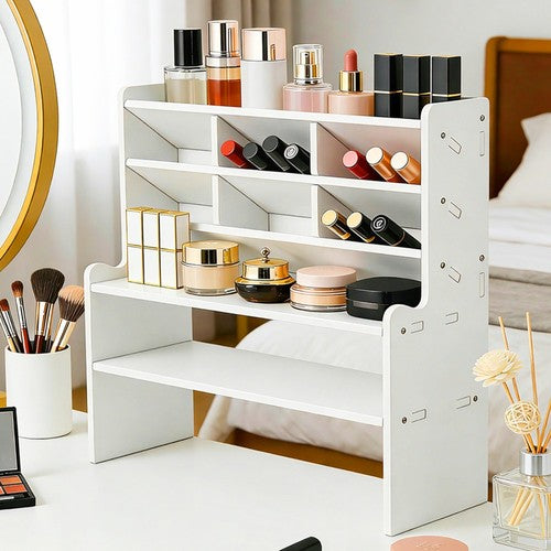 White Desktop Organiser Multi-Compartment Storage Rack Office Stationery Home UK