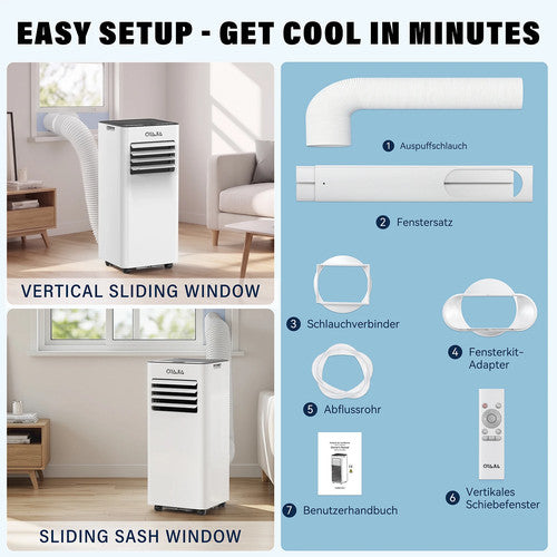 Oyaja Portable Air Conditioner 7000BTU Demudifier  6in1 AC Unit Sleep Mode Timer