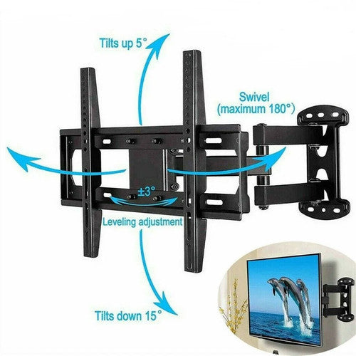 unho UH2377-RBS Tilting Swivel TV Wall Bracket Mount 32-55 Inch UK 30kg - black