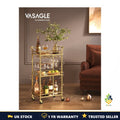 Mini Bar Cart Gold 3-Tier Drinks Trolley Wine & Glass Holders Small Spaces UK