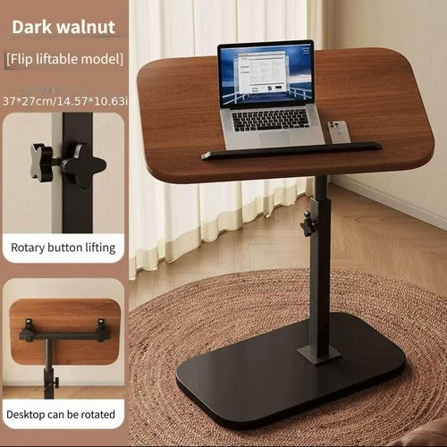 360 Flip Desktop Adjustable Side Table Snack Table Metal Frame Wood 40x40x70cm