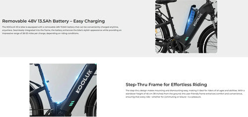 KOOLUX X3 Adult Electric Bike 26 Inch Tire 48V 250W E Mountain Bike City Cruise