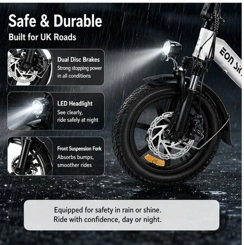 Eonsky E14 Folding Electric Bike 250W 36V 15Ah 14in City Commuter E-Bike UK