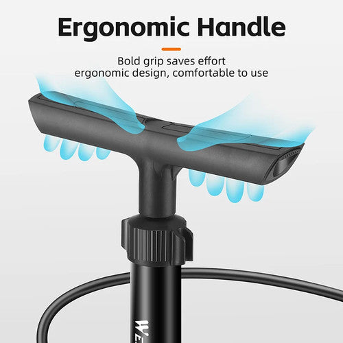 West Biking Essential Bike Floor Pump Manual 160Psi Schrader Presta Valve UK