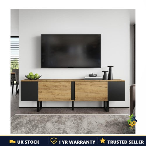 180cm TV Cabinet TV Stand 2 Cabinets Open Storage for TVs up to 75in 180x40x55cm