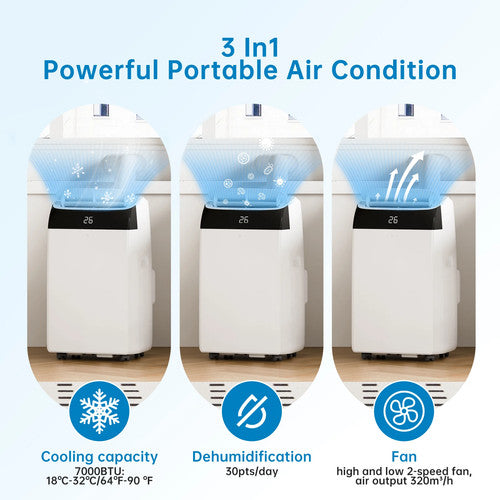 HiMISS Portable Air Conditioner 12000BTU 4in1 Cooling Dehumidifier Fan AC UK