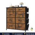 Chest of Drawers 8 Fabric Drawers Dresser Metal Frame Wood Top Bedroom UK
