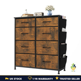 Chest of Drawers 8 Fabric Drawers Dresser Metal Frame Wood Top Bedroom UK