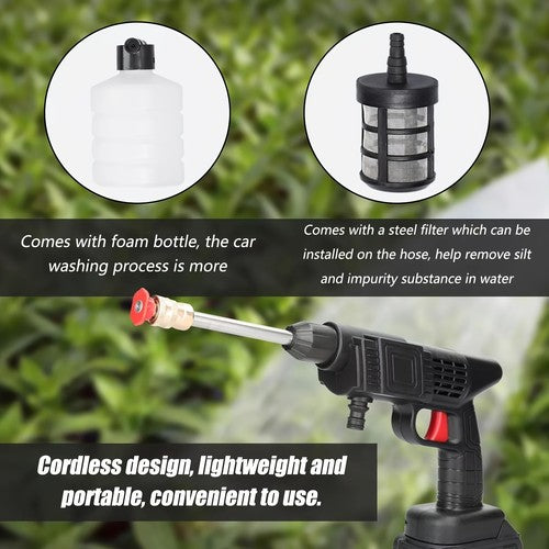 Cordless Pressure Washer 3000PSI 24V 2 Batteries Portable Power Jet Wash Car UK