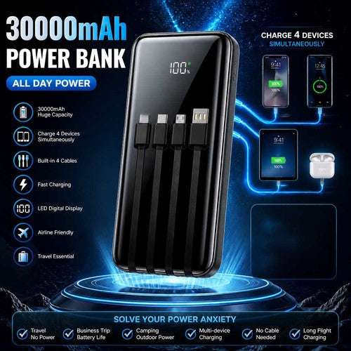 20000mAh Power Bank Portable Charger LED Display Dual Output USB Fast Charge UK