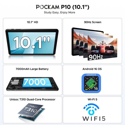 NNS P10 10.1in Android Tablet 8GB 128GB 90Hz 7000mAh HD IPS 2.5D UK