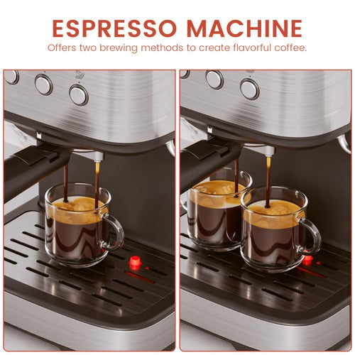 SUPERLEX Italian Style Coffee Machine 1.5L 1100W Milk Frother Latte Cappuccino