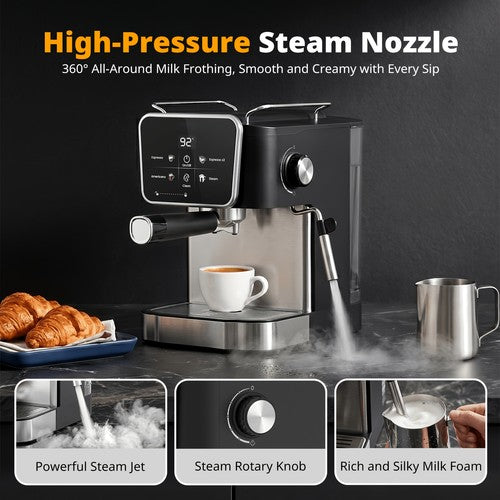 20 Bar Espresso Machine Steam Milk Frother Touch Screen 1.8L Latte Cappuccino UK