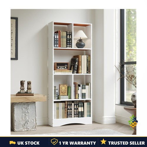 4-Tier Bookcase Open Storage Shelf Tall Freestanding Display 50x17x120cm UK