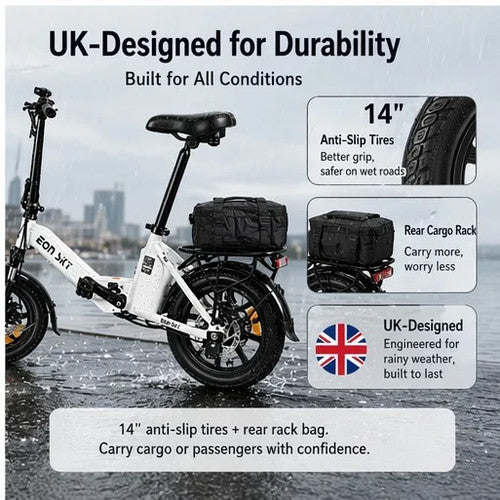 Eonsky E14 Folding Electric Bike 250W 36V 15Ah 14in City Commuter E-Bike UK