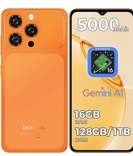 OUKITEL C17 Smartphone 16GB+128GB 6.52" 5000mAh 13MP Android 4G Unlocked UK - Orange