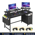 Gaming Desk 120cm with Drawers Reversible Computer Desk Dual Monitor Stands UK