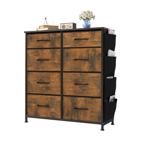 Chest of Drawers 8 Fabric Drawers Dresser Metal Frame Wood Top Bedroom UK