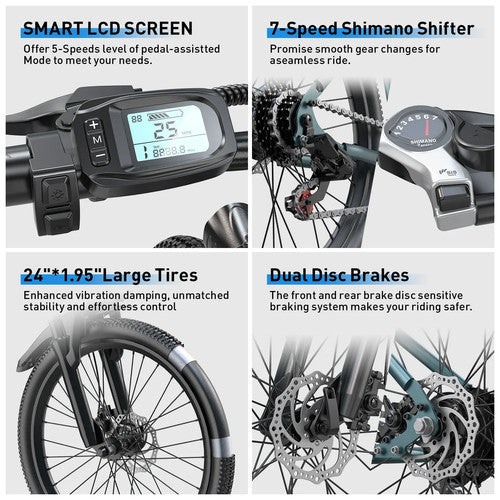 Aairsk GT300 Electric Bike 250W 36V 10Ah Battery 26 Inch Fat Tire E Mountain