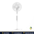 16" Pedestal Fan White Oscillating 3 Speed Adjustable Quiet Standing Cooling UK