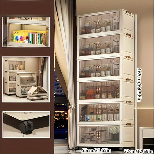 6 Tier Stackable Storage Bins Lids Doors Waterproof Organiser Boxes 55x32x165cm