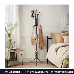 Coat Rack Stand 3-Tier 175cm Metal Coat Hat Stand 12 Hooks Hallway Bedroom UK