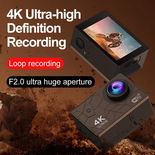 NNS Action Camera 4k Ultra FHD Remote control IP68 sport cam 120° Android iOS
