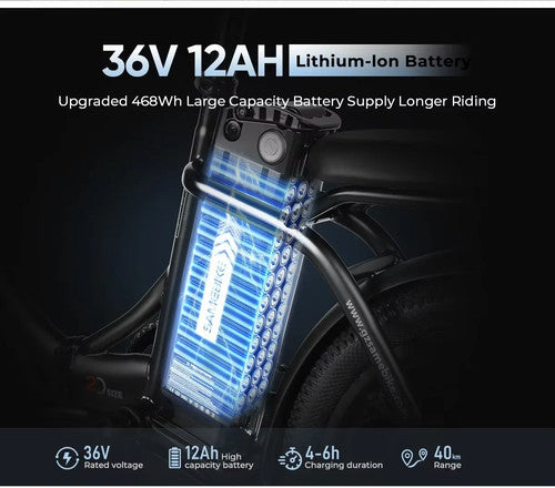 SAMEBIKE CY20 Foldable Electric Bicycle 250W 36V 20 Inch Tires 7 Speed UK