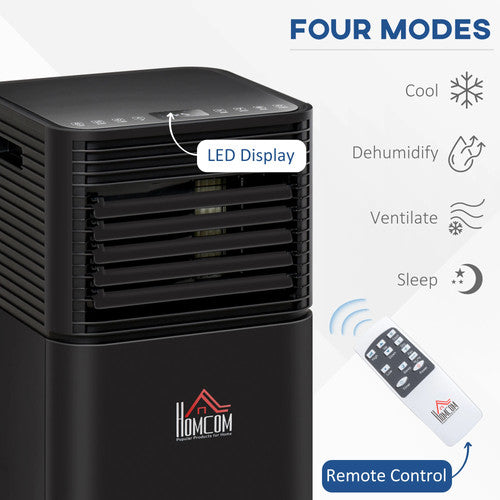 HOMCOM 7000BTU Portable Air Conditioner Cool 4 Modes LED Display Timer Black UK