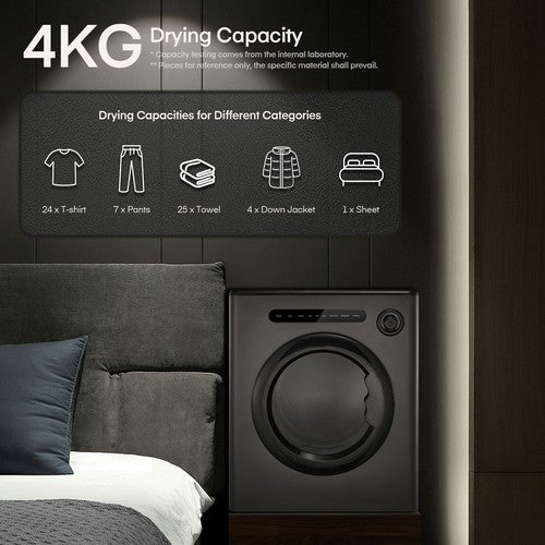 4KG Vented Tumble Dryer 1200W Compact 6 Auto Modes Stackable Home Flat Dorm UK