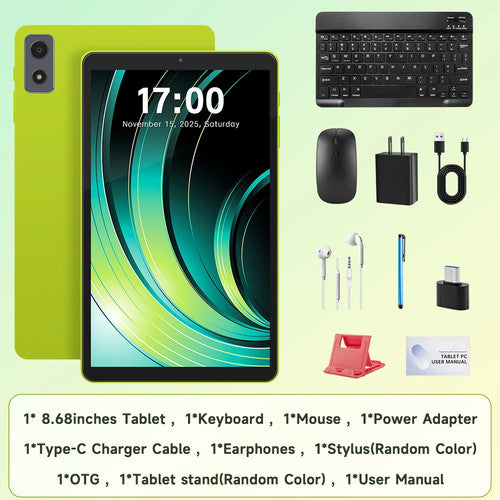 ANRY 8.68 inch Android 15 Tablet 64GB WiFi Bluetooth Dual Cameras 12000mAh UK