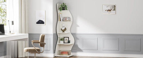 Tribesigns 5-Tier Corner Bookshelf Modern Industrial Designer Storage Display UK