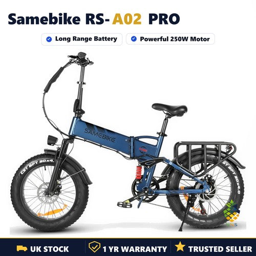 Samebike RS-A02 PRO 48V 17Ah Electric Bike 250W 20" Fat Tire Urban Cruise UK