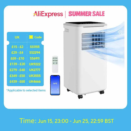 HOMCOM 9000BTU Portable Air Conditioner Fan Dehumidifier WiFi Smart App 20m² AC